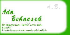 ada behacsek business card